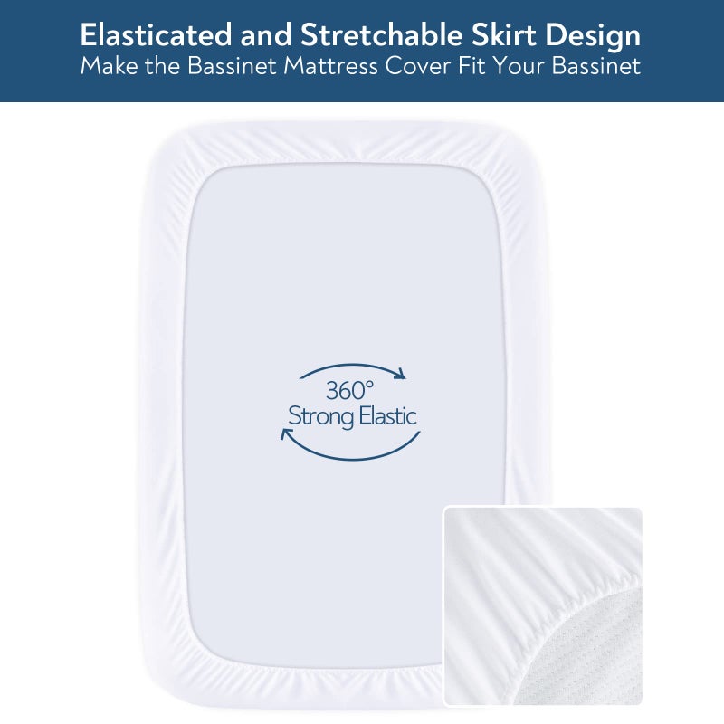 Magik & Kover Bassinet Mattress Pad Cover 32" x 21"-Fits for Fodoss/Ingenuity Foldaway Rocking/Cloud Baby/Dream On Me Lotus Bedside Crib, Waterproof Quilted Bassinet Mattress Protector, Cotton Terry Surface - Image 4